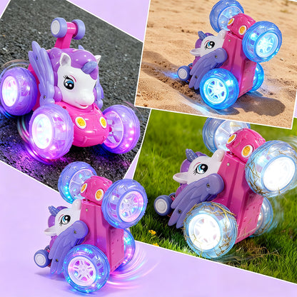360 Degree Stunt RC Car with Lights Music Rollover Car - Purple