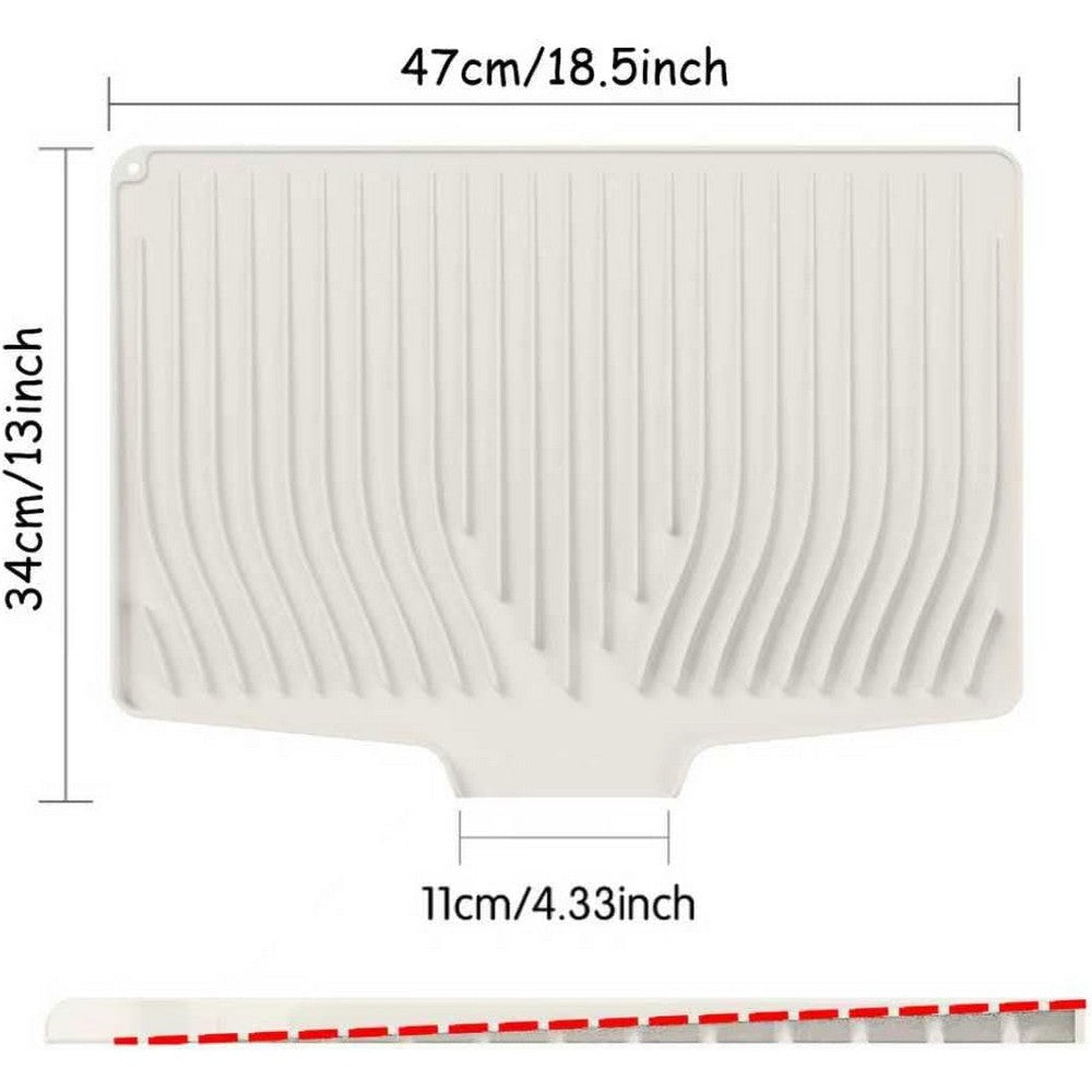 Silicone Dish Drainers Mat Non-Slip Dish Drying Tray for Kitchen Counter-Beige