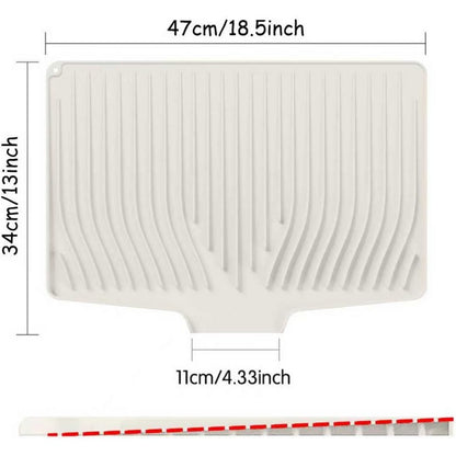 Silicone Dish Drainers Mat Non-Slip Dish Drying Tray for Kitchen Counter-Beige