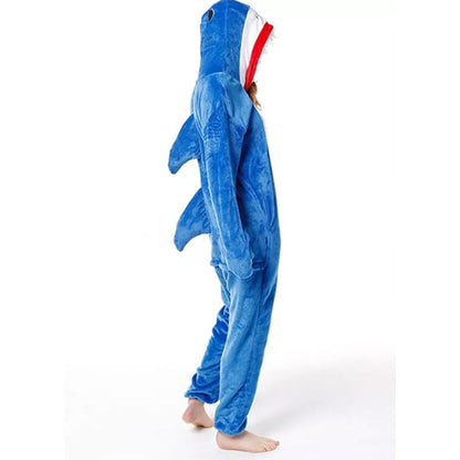 Adult Onesie Hoodie Animal Costume Pajamas Winter One-Piece Cosplay Sleepwear Blue