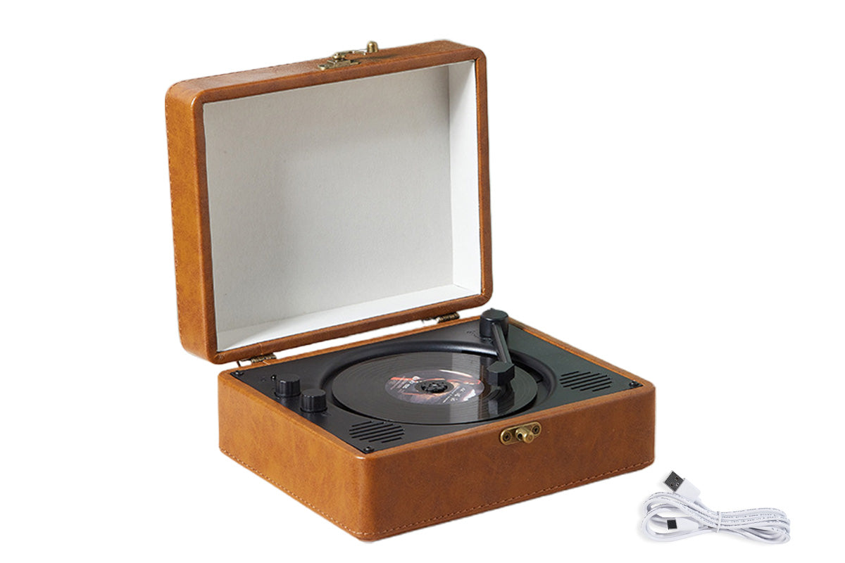 Retro Suitcase CD Player Bluetooth Vintage Desktop CD Player with Speaker-Brown