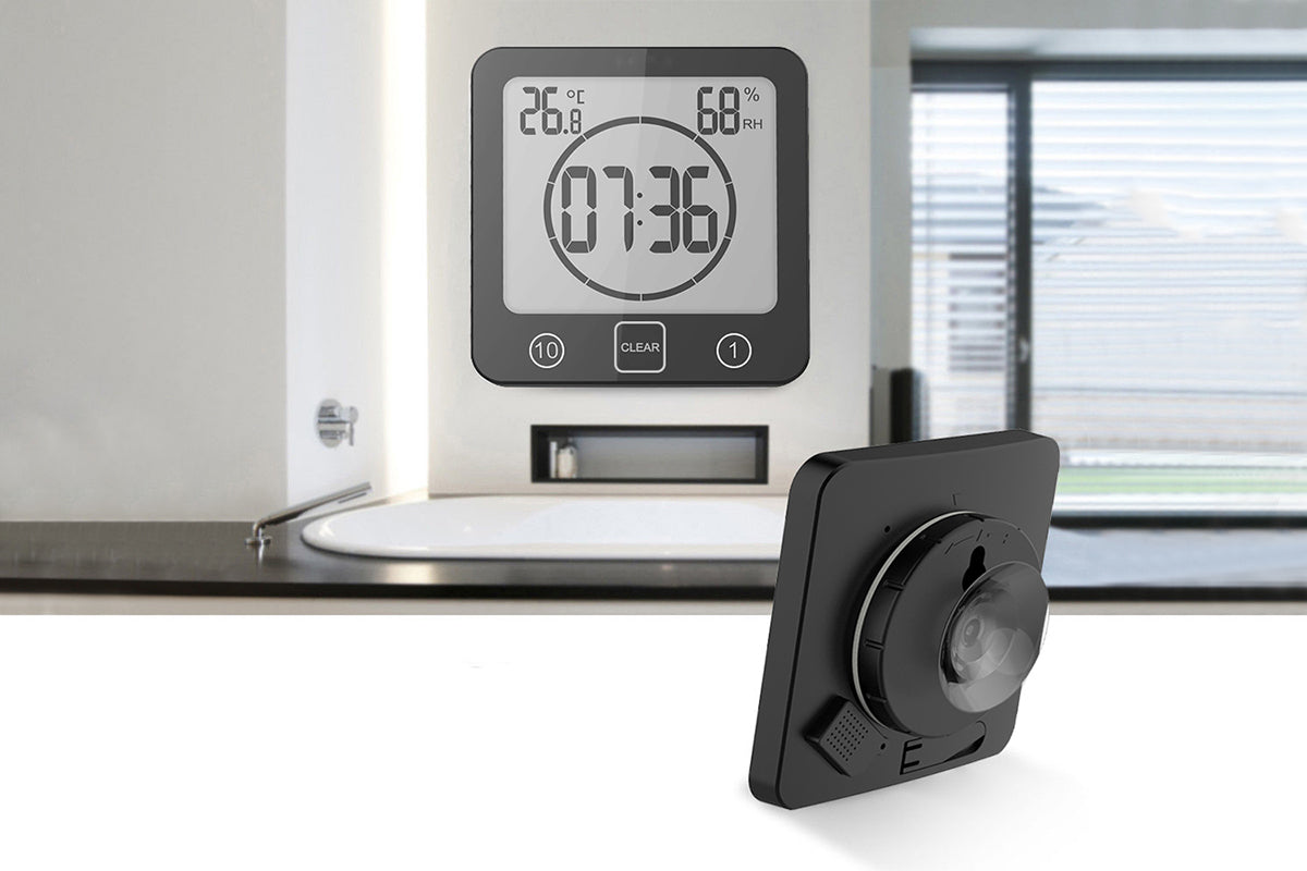 Water-Resistant Digital Bathroom Shower Clock Timer - Black