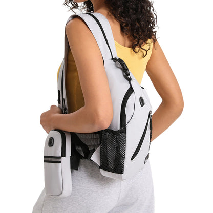 Travel Crossbody Chest Bag for Men and Women Adjustable Sling Backpack Grey