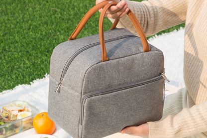 Lunch Bag Oxford Insulated Thermal Cool Food Storage Bag Tote Box Lunch Tote-Gray