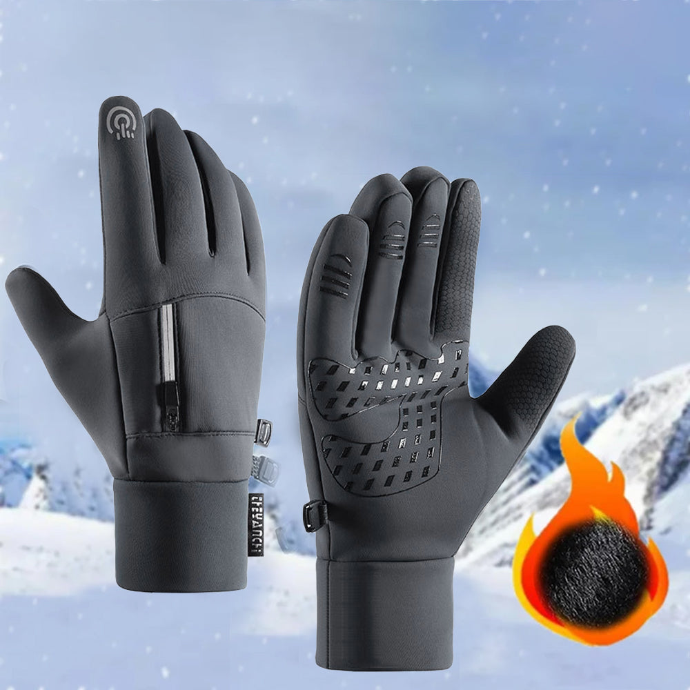 Pair of Winter Warm Gloves Water-Resistant Gloves for Cycling Fishing Skiing Hiking Travel Gray