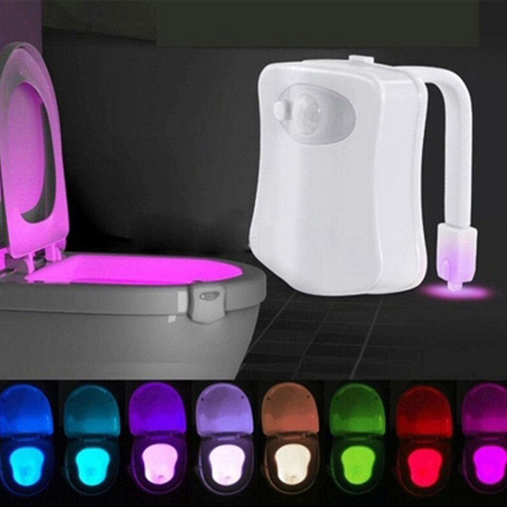 LED Body Sensor Bathroom Toilet Lamp 8 Colors Toilet Night Light