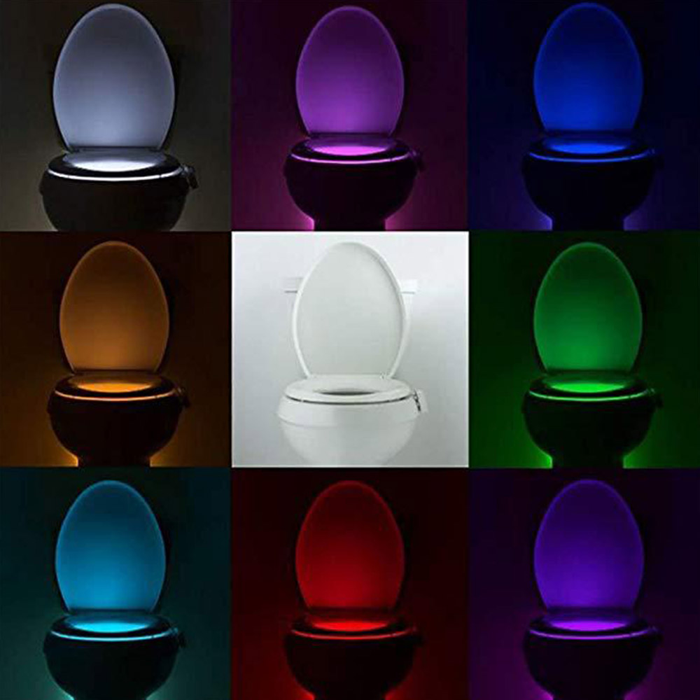 LED Body Sensor Bathroom Toilet Lamp 8 Colors Toilet Night Light
