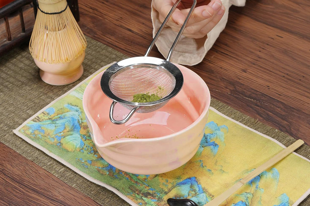 5Pcs Matcha Set Whisk Bowl Spout Scoop Pink