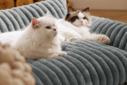 Cat Couch Bed Fluffy Pet Sofa with Removable Washable Cover Non-Slip Bottom -Dark Grey