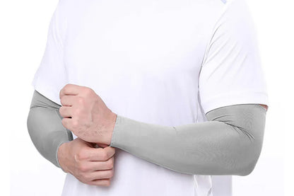 3 Pair 40cm Straight Nylon Spandex Cooling Arm Sleeves - Grey