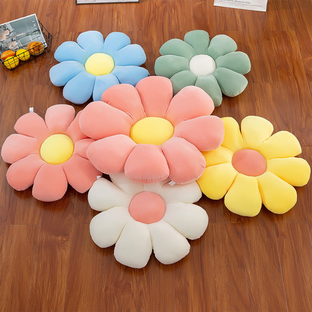 Cute Daisy Pillow Cushion Flower Floor Pillow Seating Cushion Flower Floor Plush Pillow Seating Cushion Bedroom-Blue