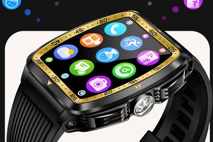 Military Smart Watch for Men Heart Rate Sleep Monitor IPX8 Waterproof for Android iOS -Black and Gold