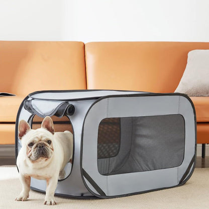 Portable Car Seat Pet Kennel Pop Up Dog Cat Tent Bed Grey