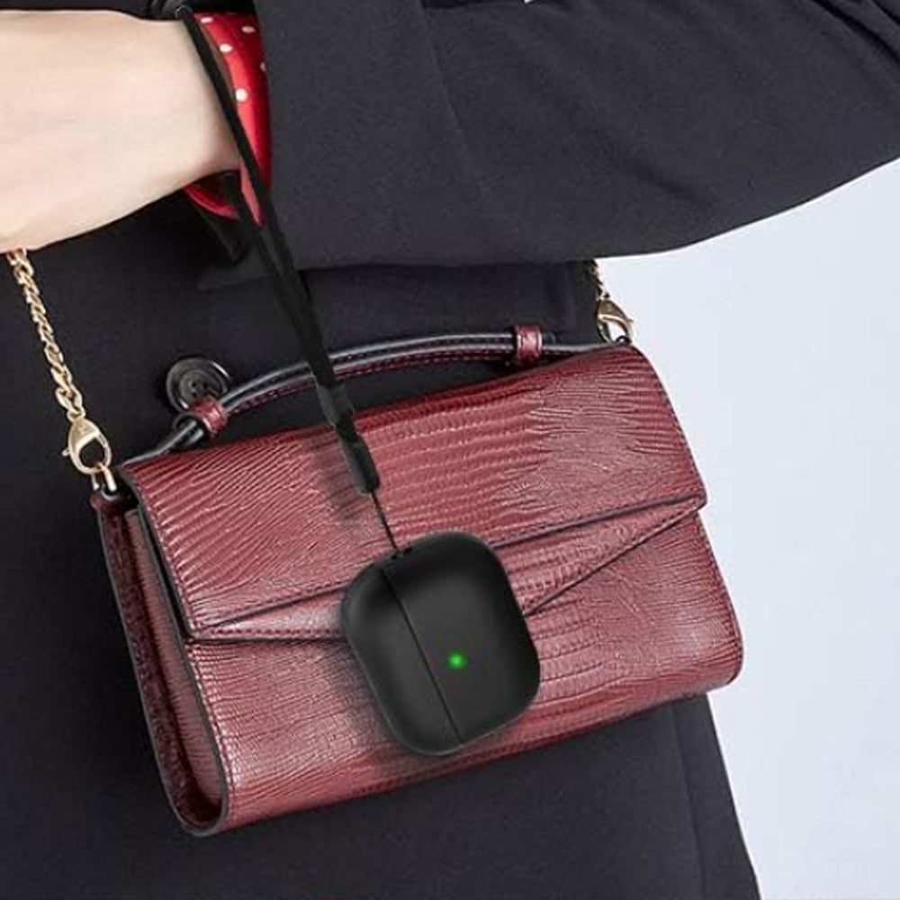 For Apple AirPods Shockproof Case Cover with Lanyard Black