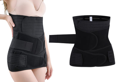 3 in 1 Postpartum Belly Band Waist Shapewear Recovery Girdle After Birth Support -Black
