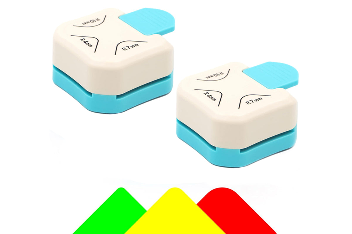 2 Piece 3-In-1 Corner Rounder Paper Round Corner Edges Punch - White