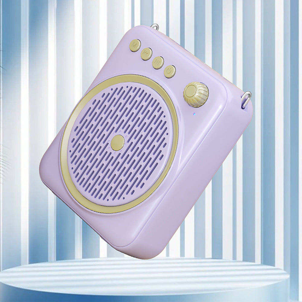 Portable Bluetooth Voice Amplifier Rechargeable Speaker with Wired Microphone Purple