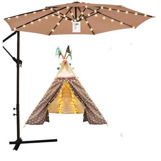 104 LED Solar Patio Umbrella String Lights -Yellow