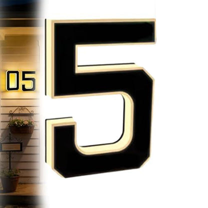 Solar Illuminated Address Sign with Light -Number 5