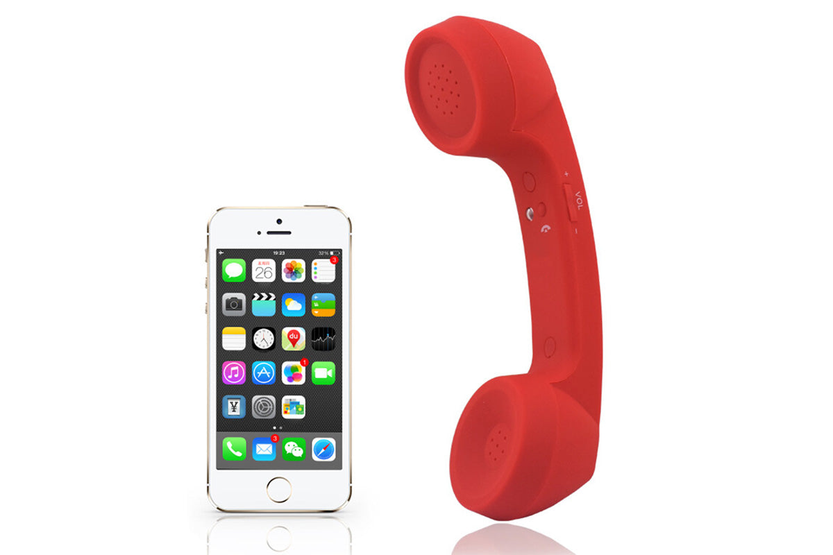 Retro Wired Handheld Telephone Handset with Microphone for Smartphones PC-Red