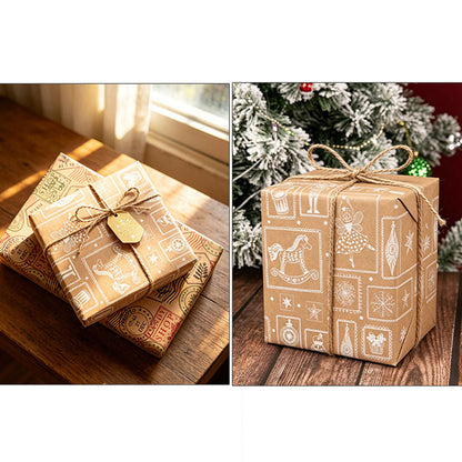 2 Pack Double Sided Christmas Wrapping Paper 4 - Vintage Stamps