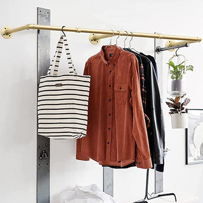 183cm Galvanized Carbon Steel Wall Mounted Clothes Rack - Gold