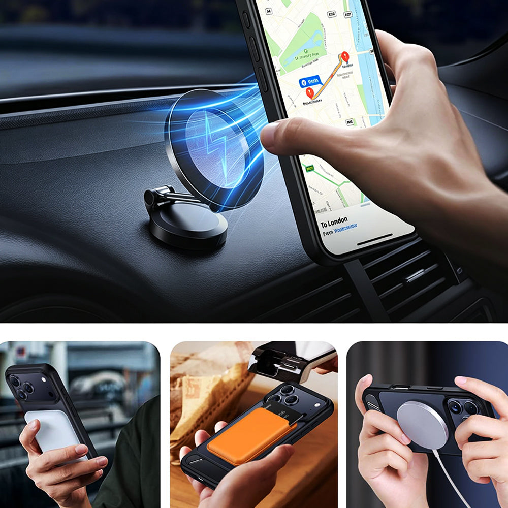 Shockproof Foldable Stand Case for iPhone 18 Series - Black