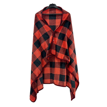 3-in-1 Travel Plane Shawl Blanket Multi-Functional Pillow Cloak Red