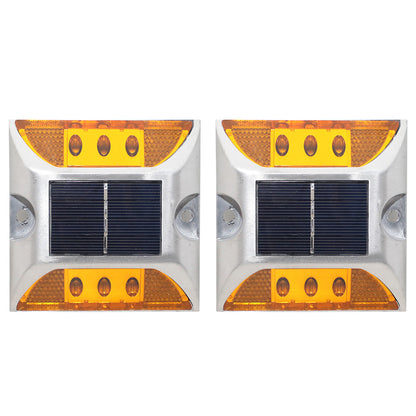 2 Piece Solar Deck Lights for Roadway Driveway - Yellow