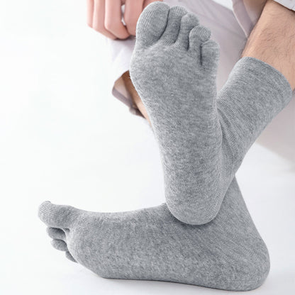 5 Piece Mens Breathable Five Toe Socks - Light Grey
