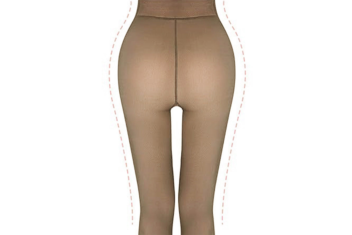 Plus Size Sheer Tights Thermal Pantyhose Bare Legs Illusion Warm - Coffee