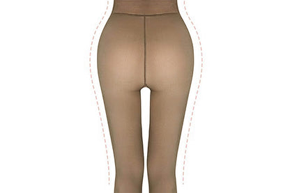 Plus Size Sheer Tights Thermal Pantyhose Bare Legs Illusion Warm - Coffee