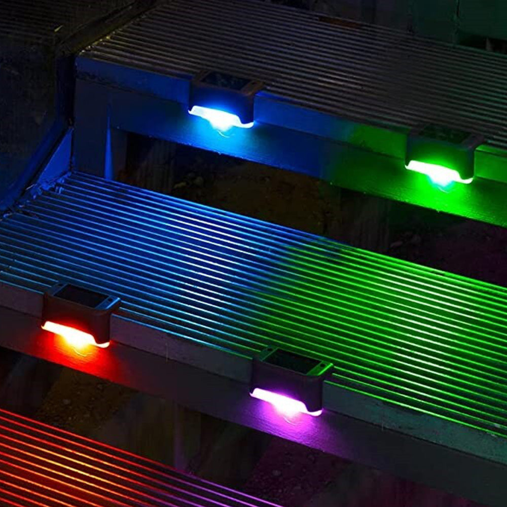 4Pcs LED Solar Fence and Step Lights -Mixed Color