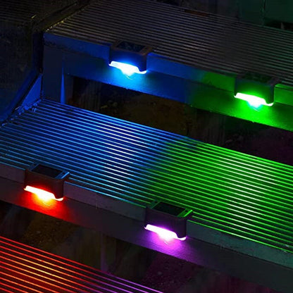4Pcs LED Solar Fence and Step Lights -Mixed Color