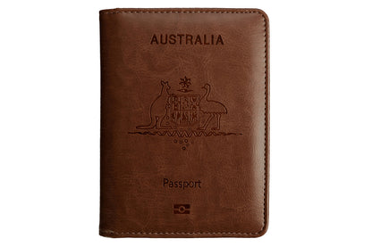 RFID Blocking Passport Wallet Water Resistant Travel Document Organizer -Dark Brown