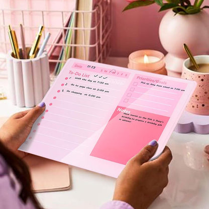 Thick Acrylic Dry Erase Board for Desk Planner with Stand-Pink