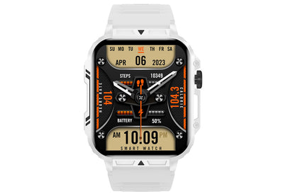 Military Smart Watch 1.95-Inch Fitness Tracker with Heart Rate Sleep Monitor 100 Sports Modes Activity Tracker-White