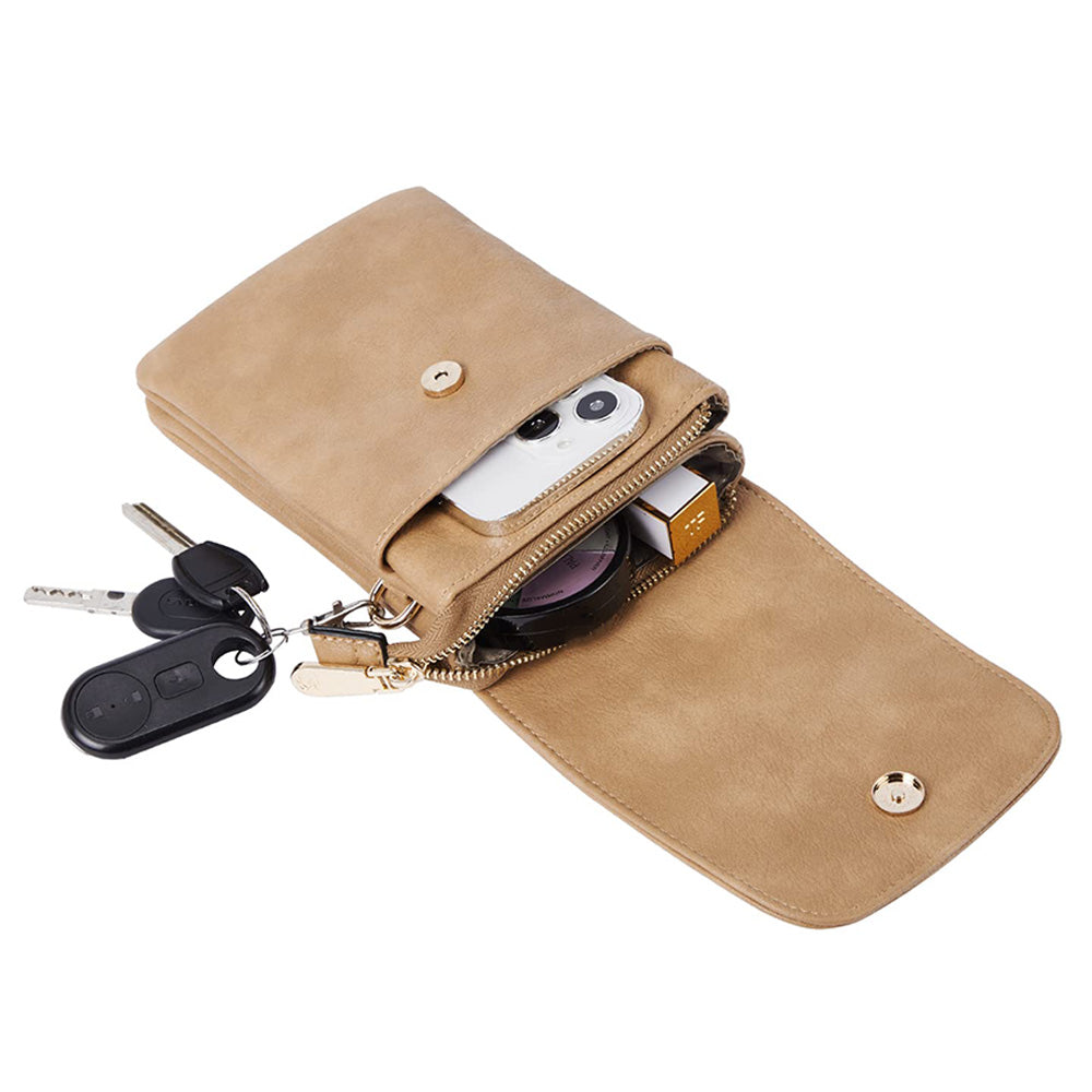 PU Leather Women¡¯s Crossbody Bag with Adjustable Strap Small Cell Phone Purse Khaki
