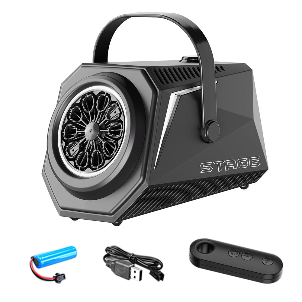 Bubble Machine Automatic Blower Remote Control LED Light for Parties Wedding-Black