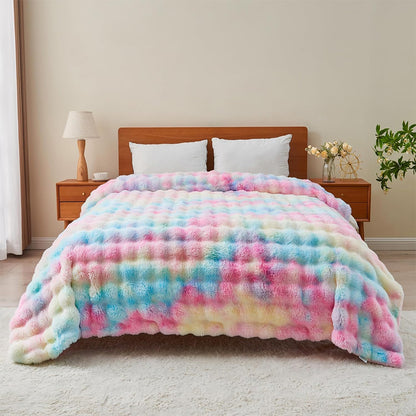 Bubble Tie Dye Throw Blanket Soft Cozy Microfiber Lightweight Warm for Couch-Mixed