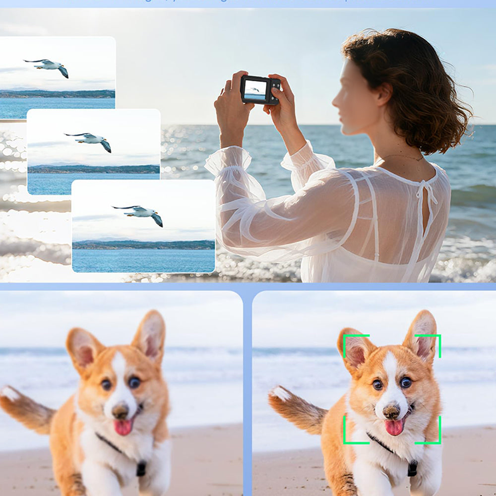 4K Digital Camera Dual Screen Selfie Camera for Vlogging - Black