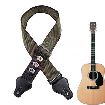 Guitar Strap for Acoustic Classic Electric and Bass Guitars -Army Green