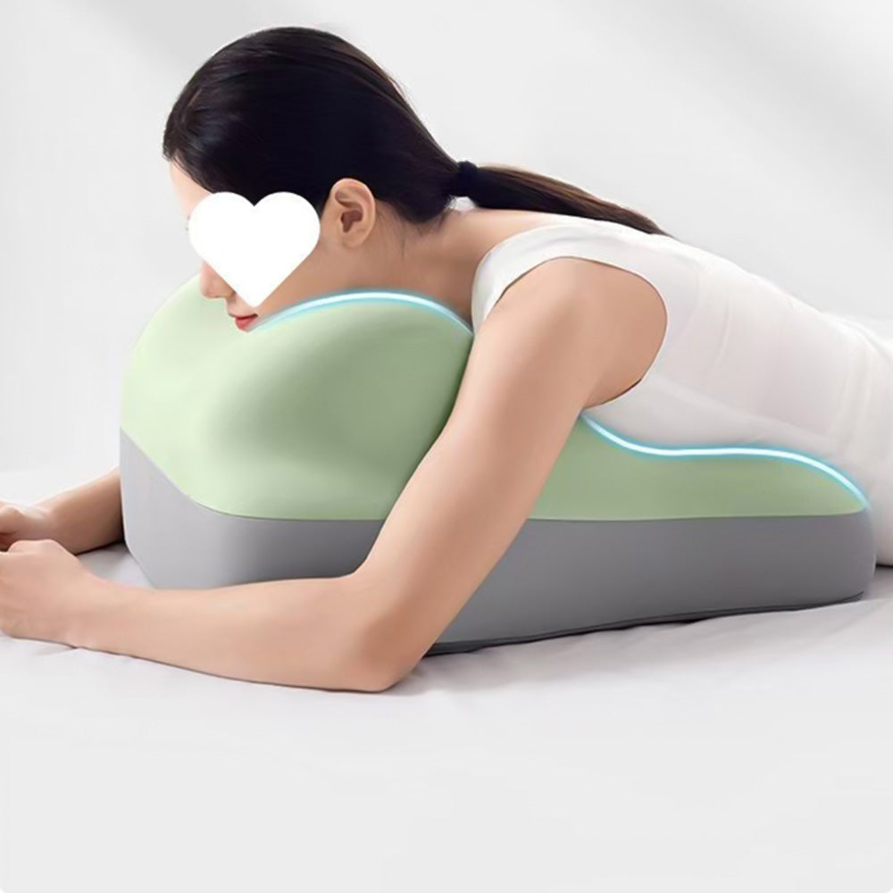 Ergonomic Memory Foam Reclining Pillow Prone Reading Cushion for Bed and Sofa-Green