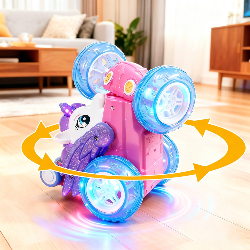 360 Degree Stunt RC Car with Lights Music Rollover Car - Purple