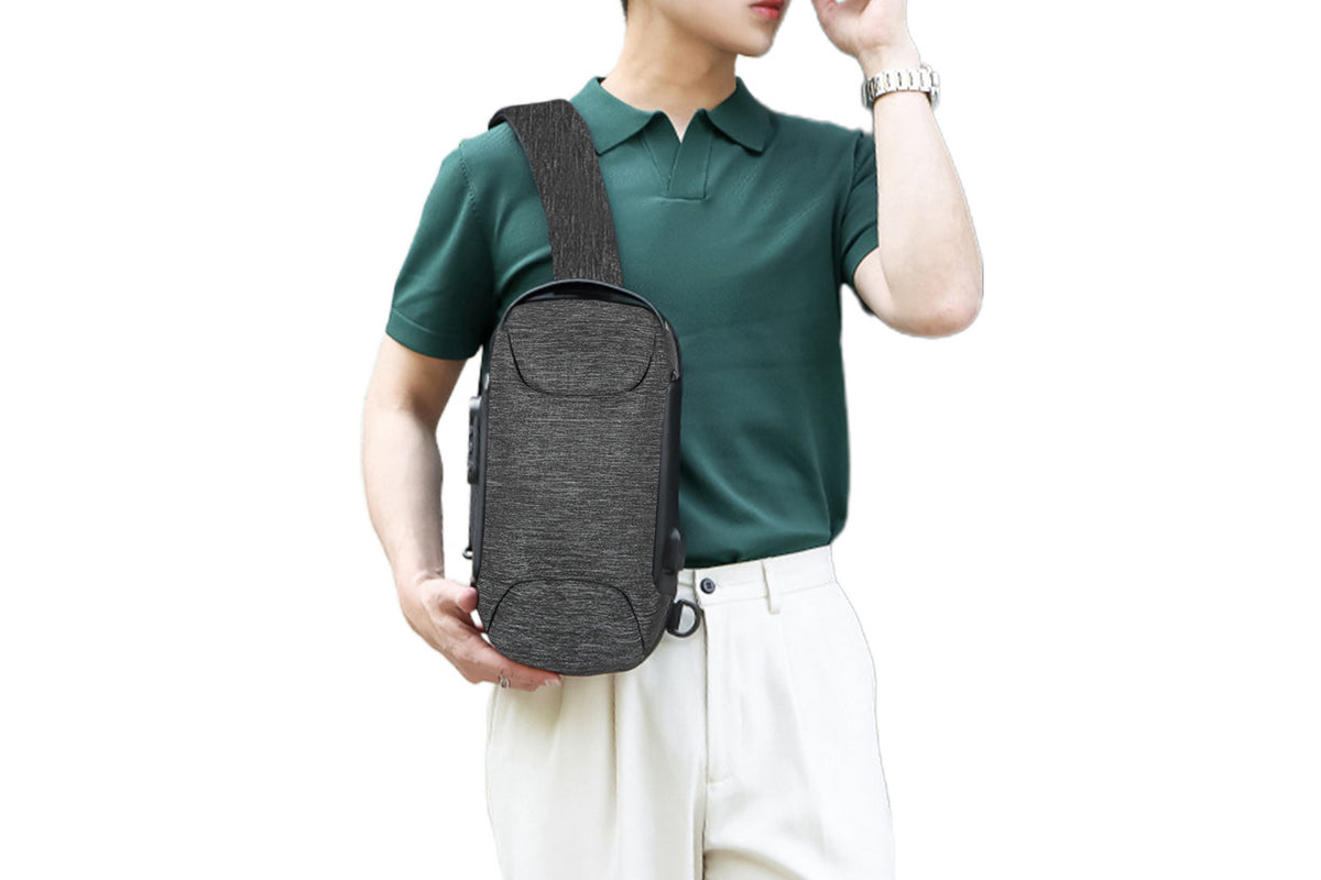 Travel Waterproof Anti-Theft Sling Chest Bag Backpack With USB Charge Port-Dark Gray