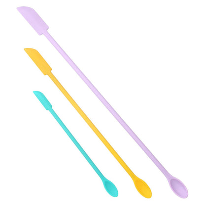 3Pcs Set Mini Silicone Spatula Reusable Cosmetics Splatula Jar Scrapers Mixcolor