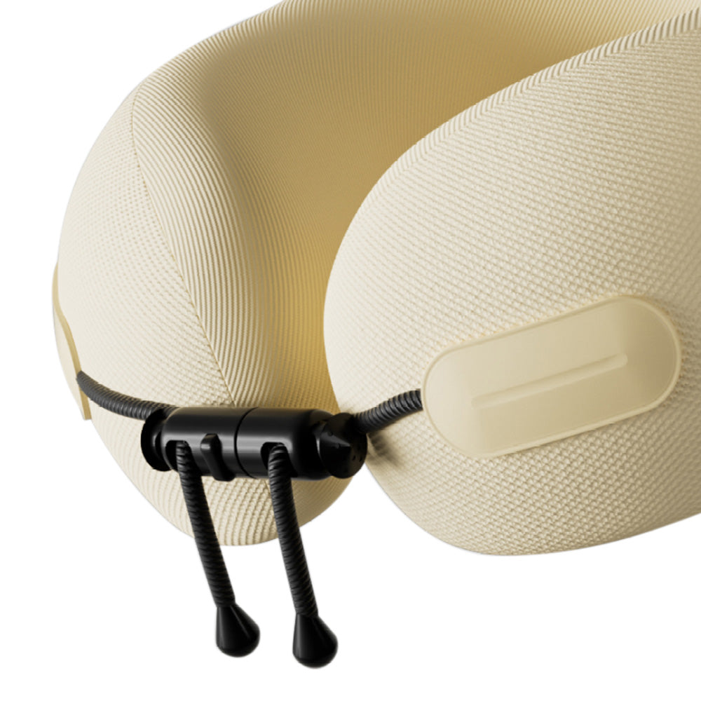 Memory Foam Travel Pillow Neck Support Pillow with Storage Case Beige
