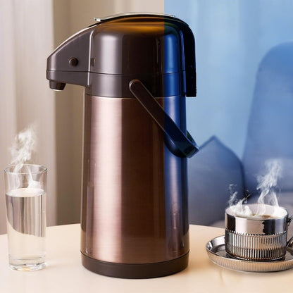 3L Stainless Steel Vacuum Insulated Water Dispenser Pump Flask Hot Cold Beverage Server-Gold