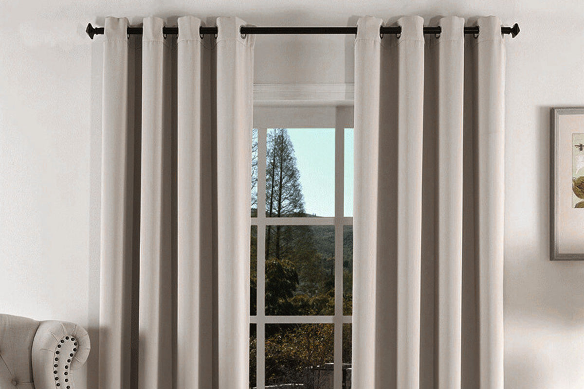 2 Pieces 100 Percent Blackout Curtain Panel - Khaki