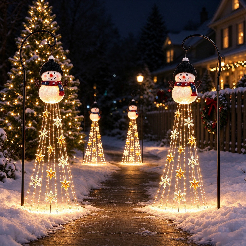 Solar Snowman Stake Solar Light Warm LED Garden Decoration Light